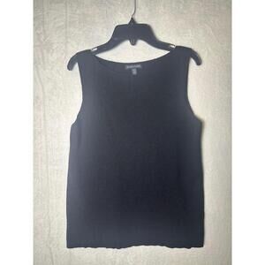 Eileen Fisher Black Stretchy 100%‎ Wool Knit Fabric Sleeveless Tank Top Size XS